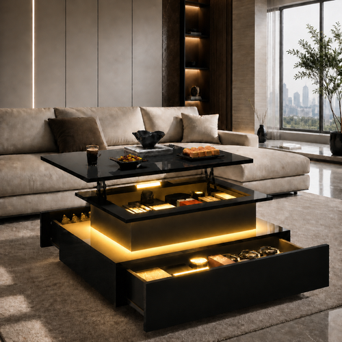 Table Basse Relevable Lifta – Design Moderne avec Rangement Intégré