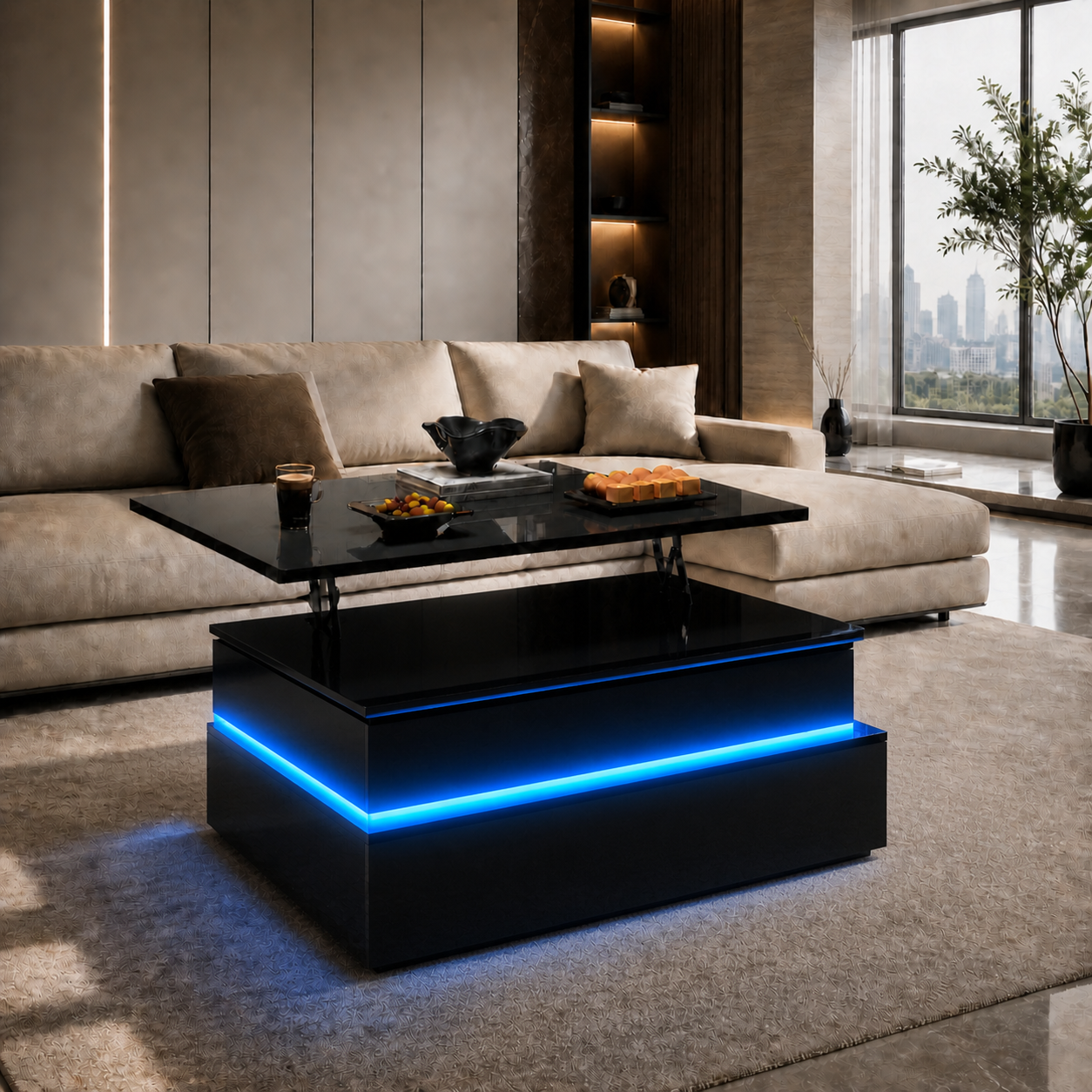 Table Basse Relevable Lifta – Design Moderne avec Rangement Intégré