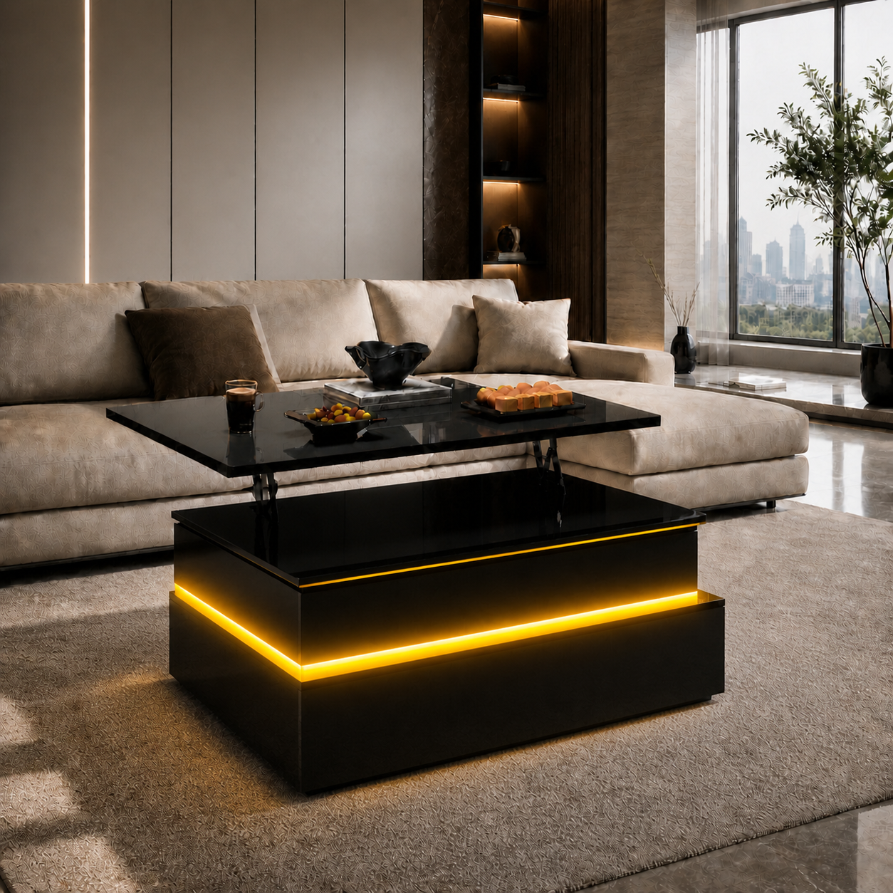 Table Basse Relevable Lifta – Design Moderne avec Rangement Intégré