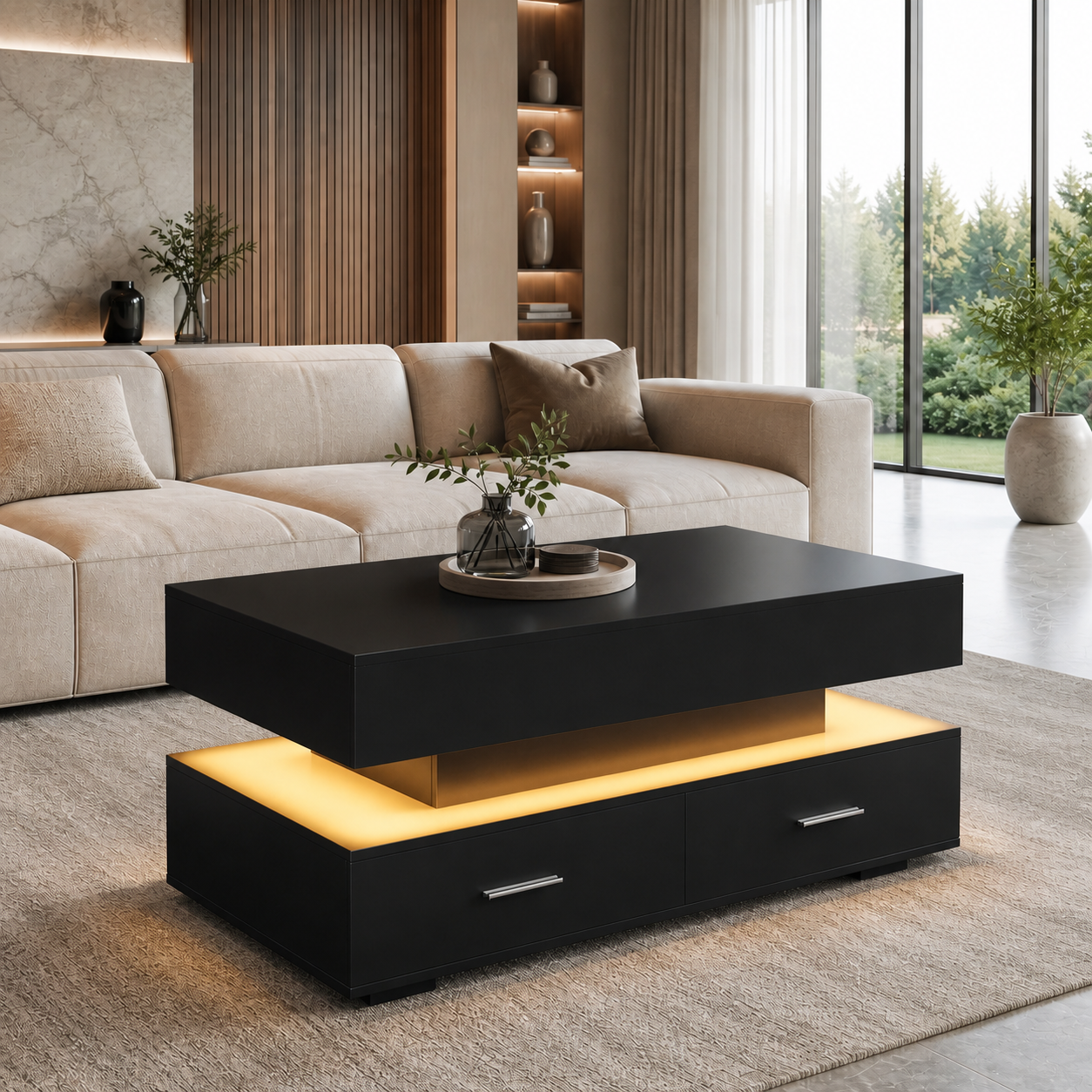 Table Basse Relevable Lumo – Design Moderne avec Rangement Intégré